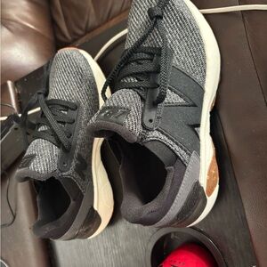 New Balance Grey and Black Knit Athletic Sneakers